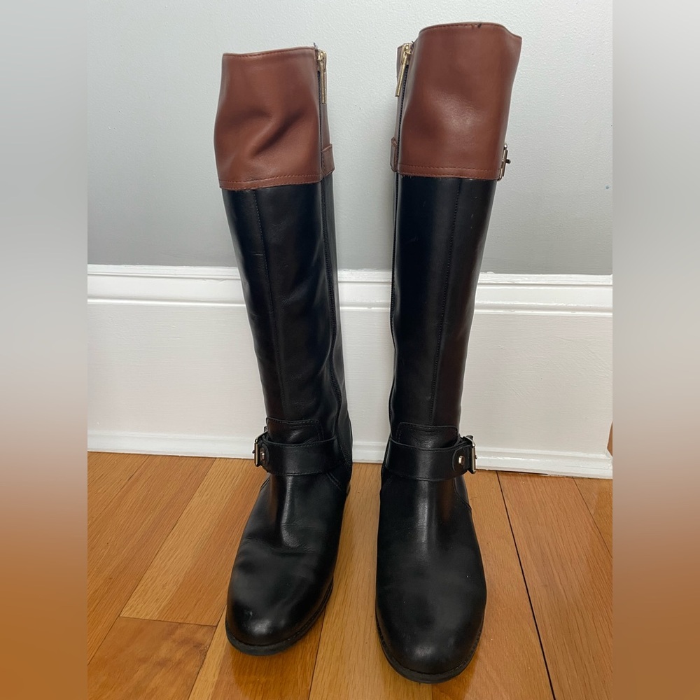Bandolino Two-Tone Leather Knee-High Boots